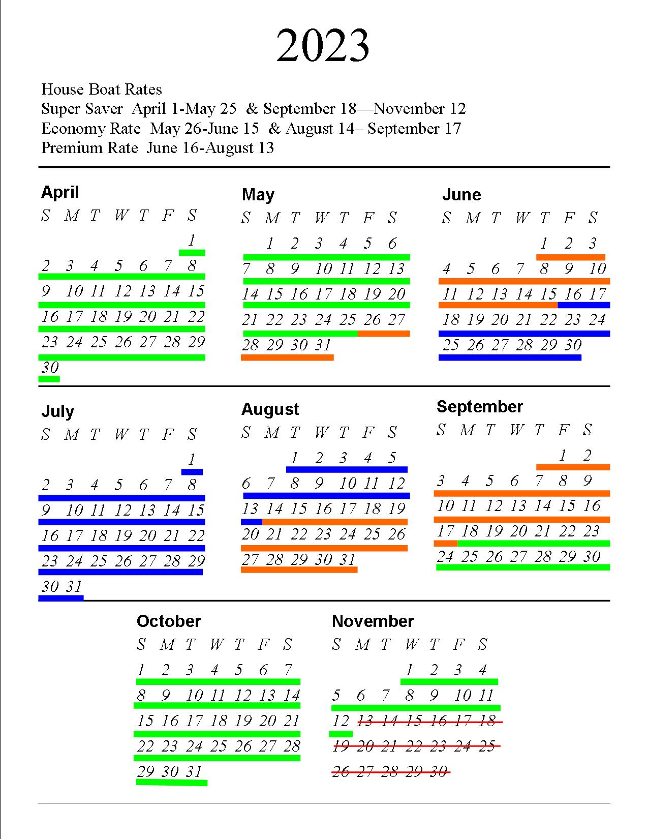 Houseboat Rates – Sulphur Creek Resort